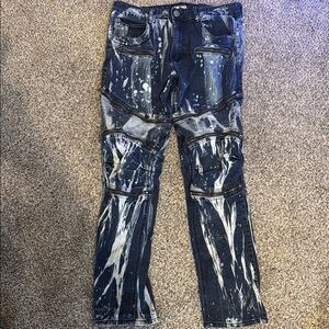 Gray Earth Splatter Paint Jeans